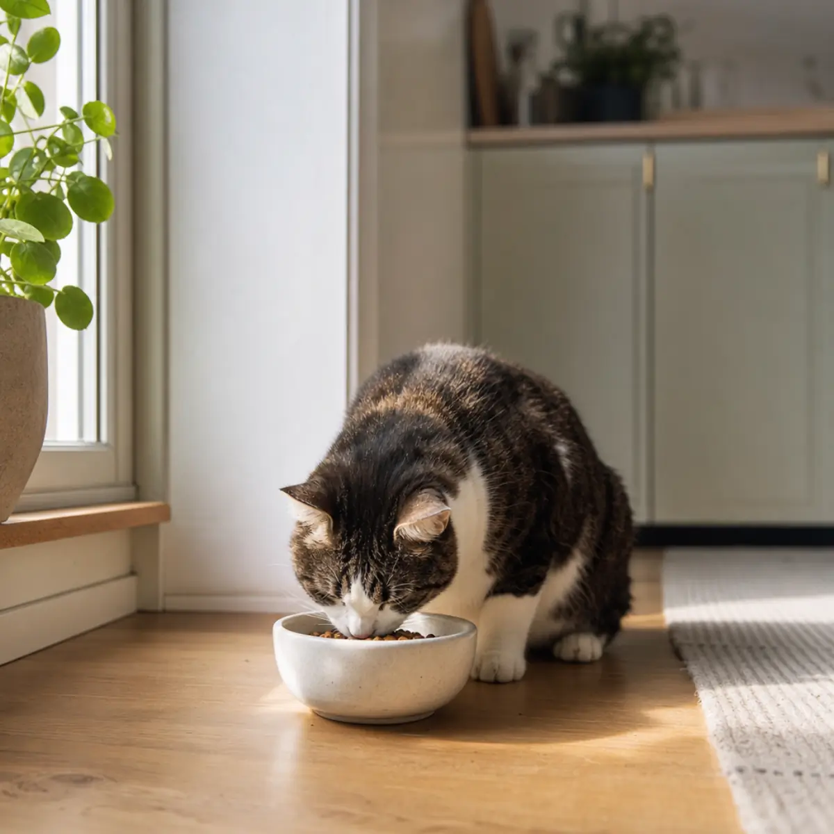 ICA kattförsäkring — svensk familj med katt i kök