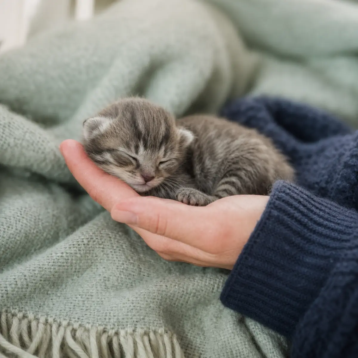 Liten kattunge utforskar nytt hem