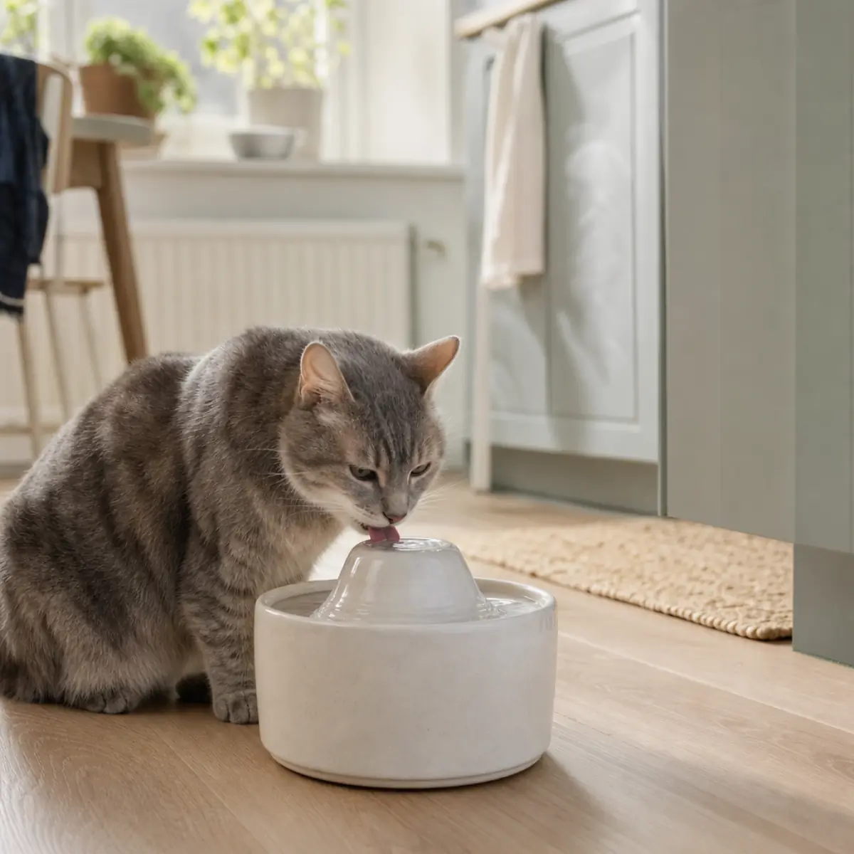 Veterinär tar blodprov för njurutredning hos äldre katt