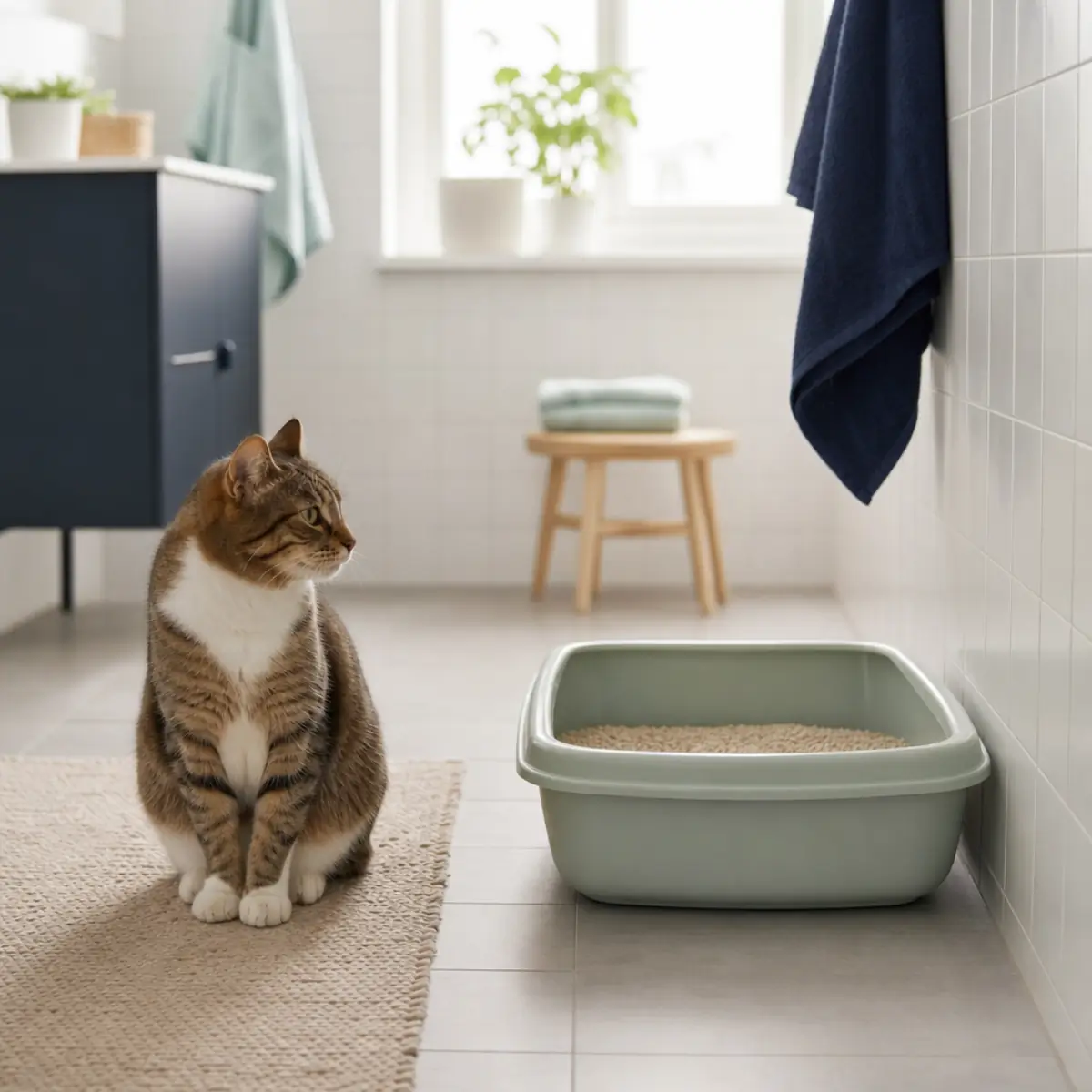 Veterinär utför ultraljud av urinblåsan på katt vid FLUTD-utredning